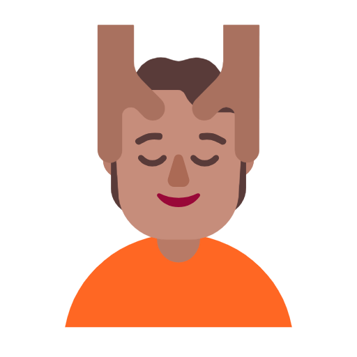 Microsoft design of the person getting massage: medium skin tone emoji verson:Windows-11-23H2