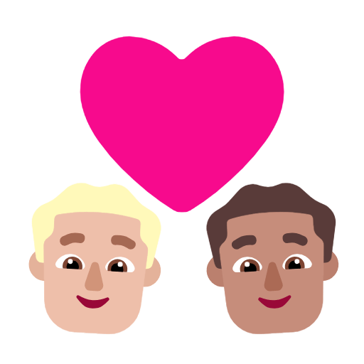 Microsoft design of the couple with heart: man man medium-light skin tone medium skin tone emoji verson:Windows-11-23H2