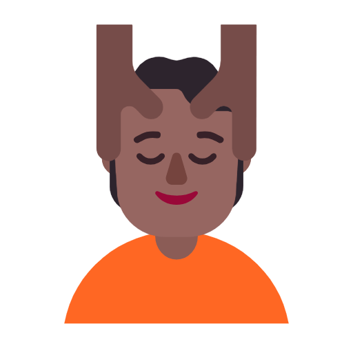 Microsoft design of the person getting massage: medium-dark skin tone emoji verson:Windows-11-23H2