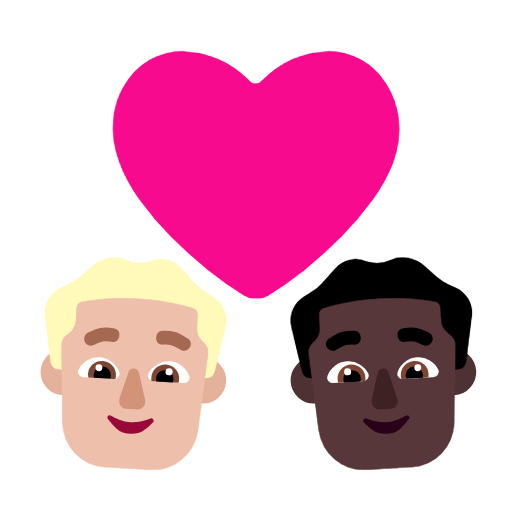 Microsoft design of the couple with heart: man man medium-light skin tone dark skin tone emoji verson:Windows-11-23H2