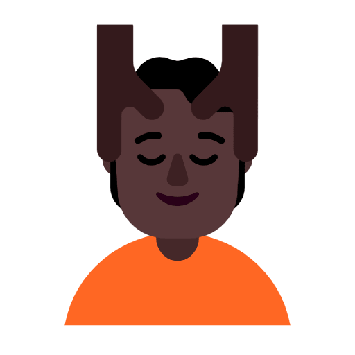 Microsoft design of the person getting massage: dark skin tone emoji verson:Windows-11-23H2