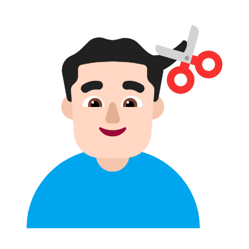 Microsoft design of the man getting haircut: light skin tone emoji verson:Windows-11-23H2