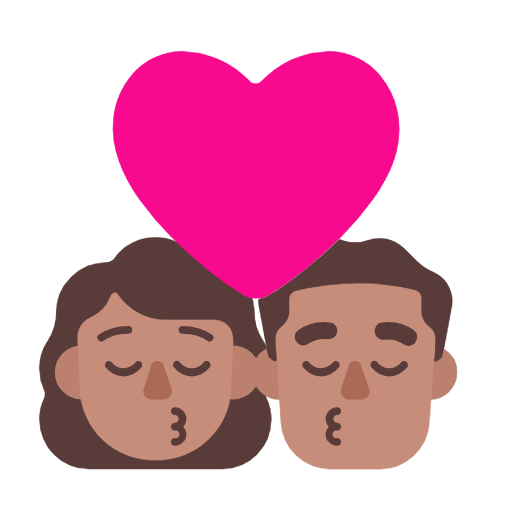 Microsoft design of the kiss: woman man medium skin tone emoji verson:Windows-11-23H2