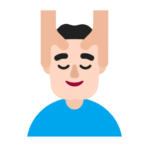 Microsoft design of the man getting massage: light skin tone emoji verson:Windows-11-23H2