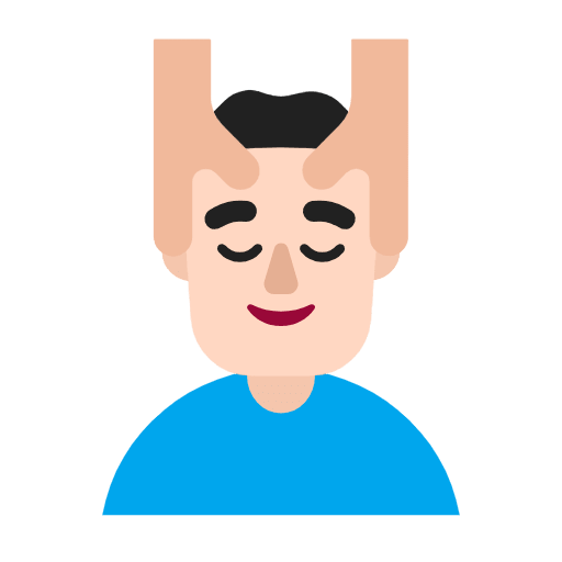 Microsoft design of the man getting massage: light skin tone emoji verson:Windows-11-23H2