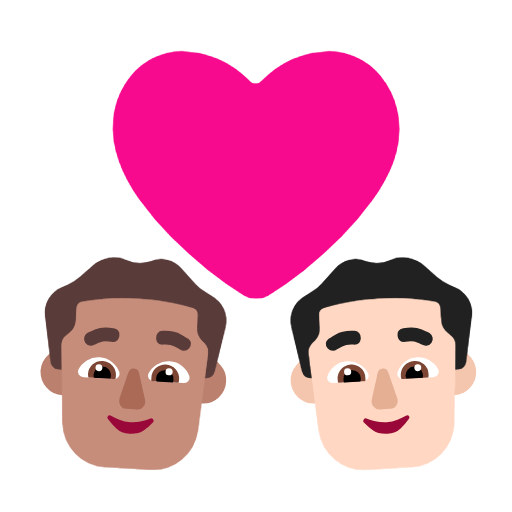 Microsoft design of the couple with heart: man man medium skin tone light skin tone emoji verson:Windows-11-23H2