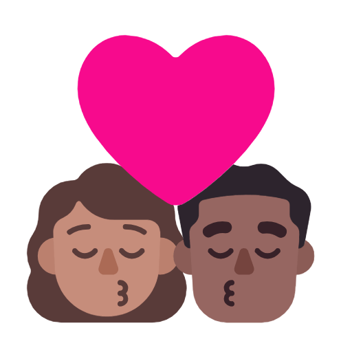Microsoft design of the kiss: woman man medium skin tone medium-dark skin tone emoji verson:Windows-11-23H2