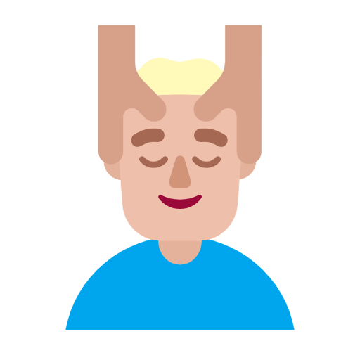 Microsoft design of the man getting massage: medium-light skin tone emoji verson:Windows-11-23H2
