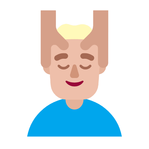Microsoft design of the man getting massage: medium-light skin tone emoji verson:Windows-11-23H2