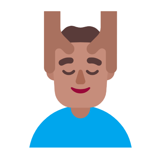 Microsoft design of the man getting massage: medium skin tone emoji verson:Windows-11-23H2