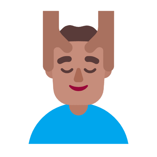 Microsoft design of the man getting massage: medium skin tone emoji verson:Windows-11-23H2