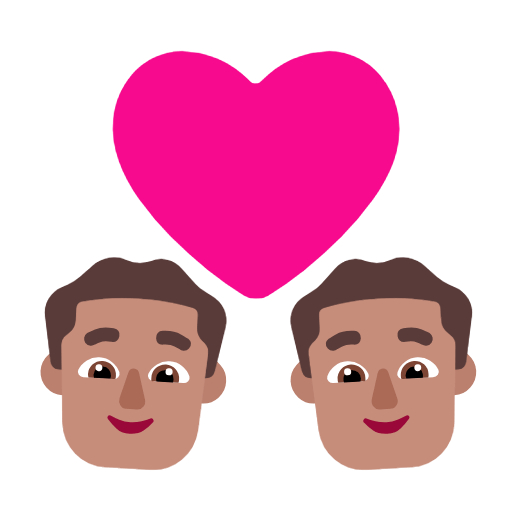 Microsoft design of the couple with heart: man man medium skin tone emoji verson:Windows-11-23H2