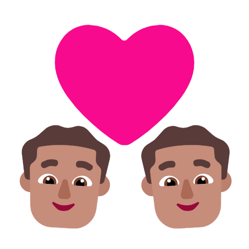Microsoft design of the couple with heart: man man medium skin tone emoji verson:Windows-11-23H2