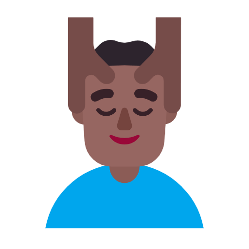 Microsoft design of the man getting massage: medium-dark skin tone emoji verson:Windows-11-23H2