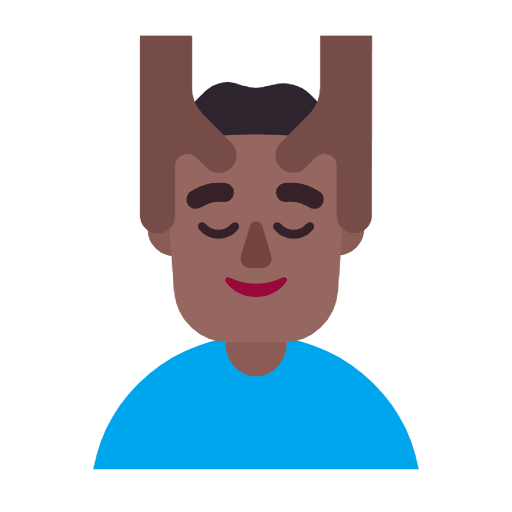 Microsoft design of the man getting massage: medium-dark skin tone emoji verson:Windows-11-23H2