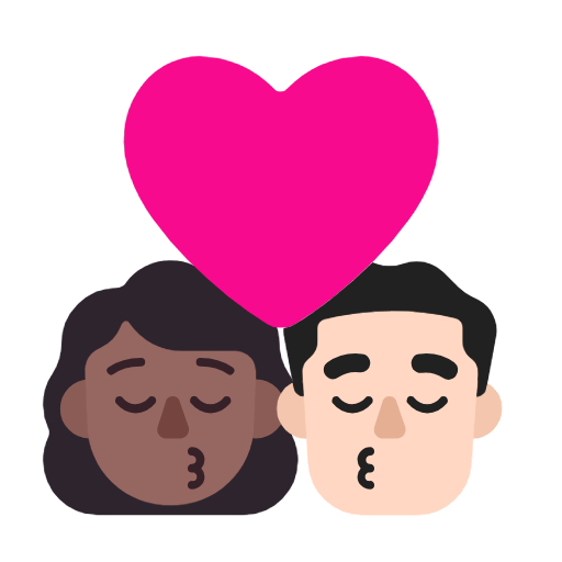 Microsoft design of the kiss: woman man medium-dark skin tone light skin tone emoji verson:Windows-11-23H2