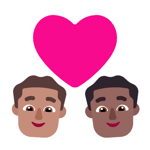 Microsoft design of the couple with heart: man man medium skin tone medium-dark skin tone emoji verson:Windows-11-23H2