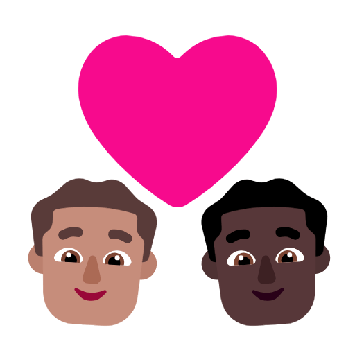 Microsoft design of the couple with heart: man man medium skin tone dark skin tone emoji verson:Windows-11-23H2