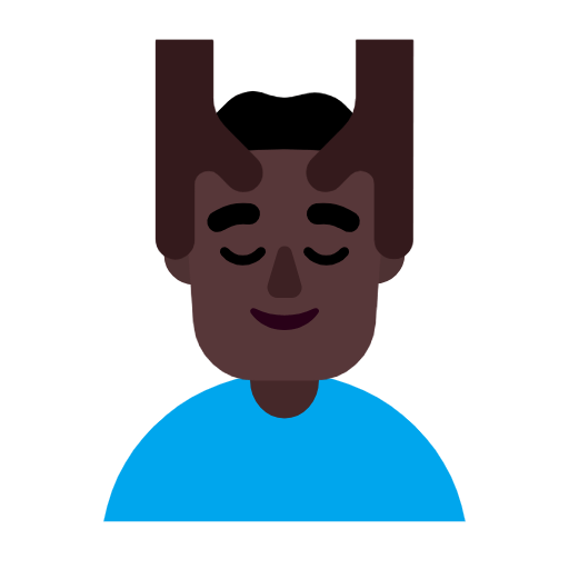 Microsoft design of the man getting massage: dark skin tone emoji verson:Windows-11-23H2