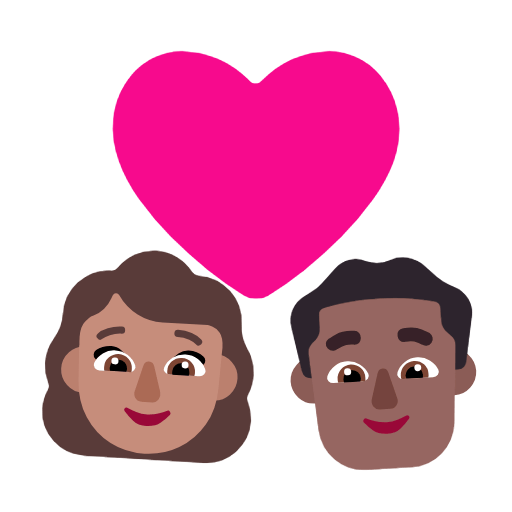 Microsoft design of the couple with heart: woman man medium skin tone medium-dark skin tone emoji verson:Windows-11-23H2