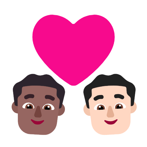 Microsoft design of the couple with heart: man man medium-dark skin tone light skin tone emoji verson:Windows-11-23H2