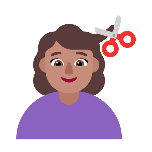 Microsoft Microsoft design of the woman getting haircut: medium skin tone emoji verson:Windows-11-23H2