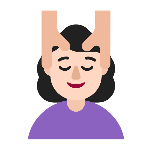 Microsoft design of the woman getting massage: light skin tone emoji verson:Windows-11-23H2