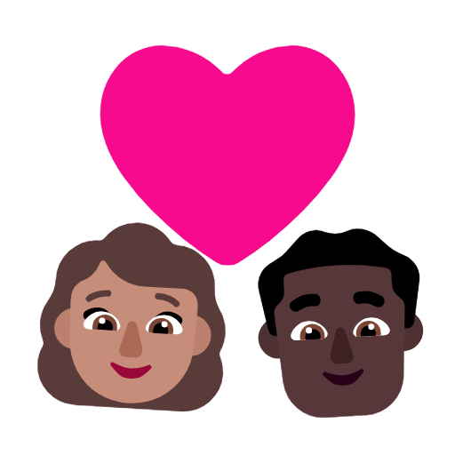 Microsoft design of the couple with heart: woman man medium skin tone dark skin tone emoji verson:Windows-11-23H2