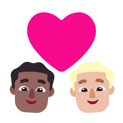 Microsoft design of the couple with heart: man man medium-dark skin tone medium-light skin tone emoji verson:Windows-11-23H2