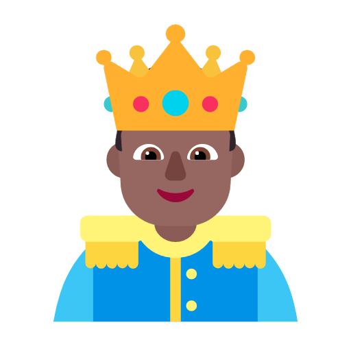 Microsoft design of the prince: medium-dark skin tone emoji verson:Windows-11-23H2