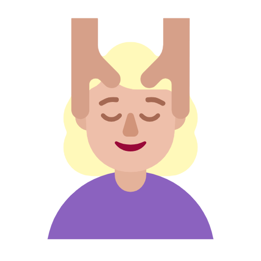 Microsoft design of the woman getting massage: medium-light skin tone emoji verson:Windows-11-23H2