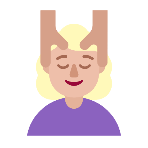 Microsoft design of the woman getting massage: medium-light skin tone emoji verson:Windows-11-23H2