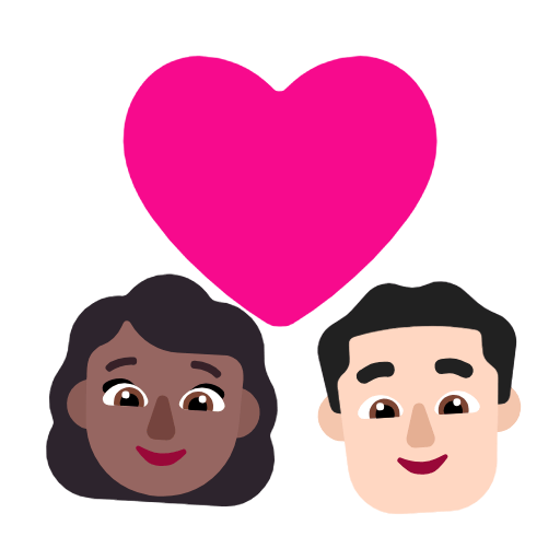 Microsoft design of the couple with heart: woman man medium-dark skin tone light skin tone emoji verson:Windows-11-23H2