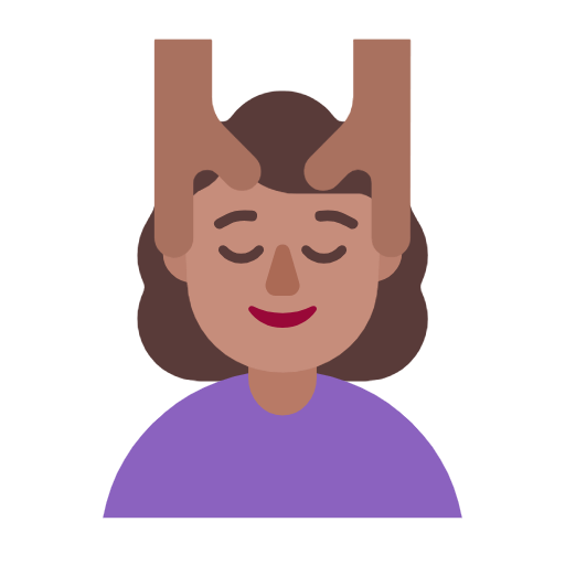 Microsoft design of the woman getting massage: medium skin tone emoji verson:Windows-11-23H2