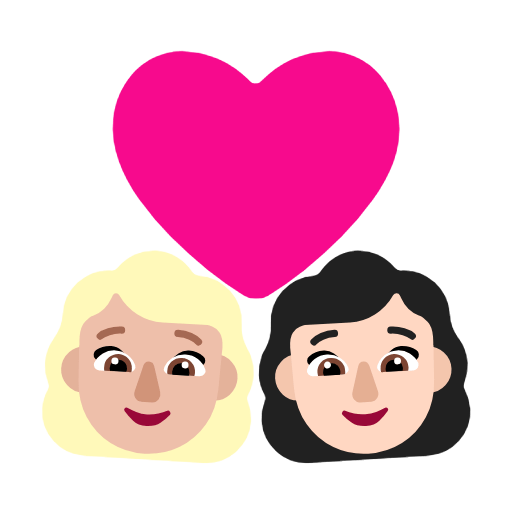 Microsoft design of the couple with heart: woman woman medium-light skin tone light skin tone emoji verson:Windows-11-23H2
