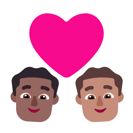 Microsoft design of the couple with heart: man man medium-dark skin tone medium skin tone emoji verson:Windows-11-23H2