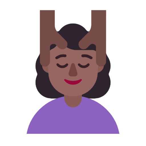 Microsoft design of the woman getting massage: medium-dark skin tone emoji verson:Windows-11-23H2
