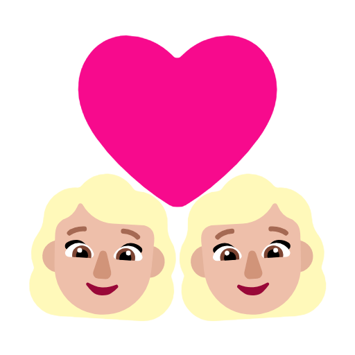 Microsoft design of the couple with heart: woman woman medium-light skin tone emoji verson:Windows-11-23H2