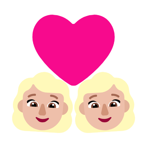 Microsoft design of the couple with heart: woman woman medium-light skin tone emoji verson:Windows-11-23H2