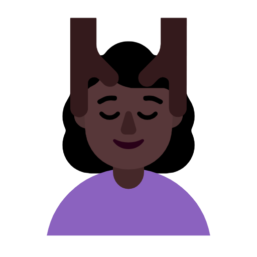 Microsoft design of the woman getting massage: dark skin tone emoji verson:Windows-11-23H2