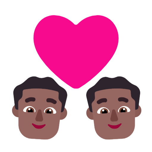 Microsoft design of the couple with heart: man man medium-dark skin tone emoji verson:Windows-11-23H2