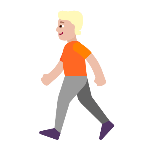 Microsoft design of the person walking: medium-light skin tone emoji verson:Windows-11-23H2