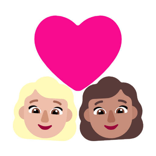 Microsoft design of the couple with heart: woman woman medium-light skin tone medium skin tone emoji verson:Windows-11-23H2