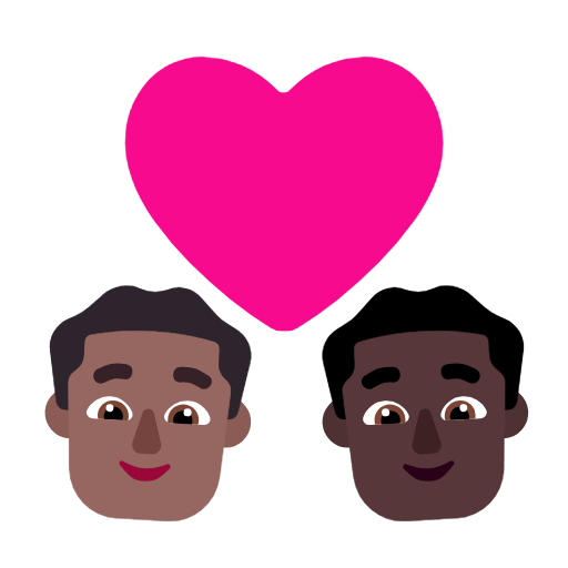 Microsoft design of the couple with heart: man man medium-dark skin tone dark skin tone emoji verson:Windows-11-23H2