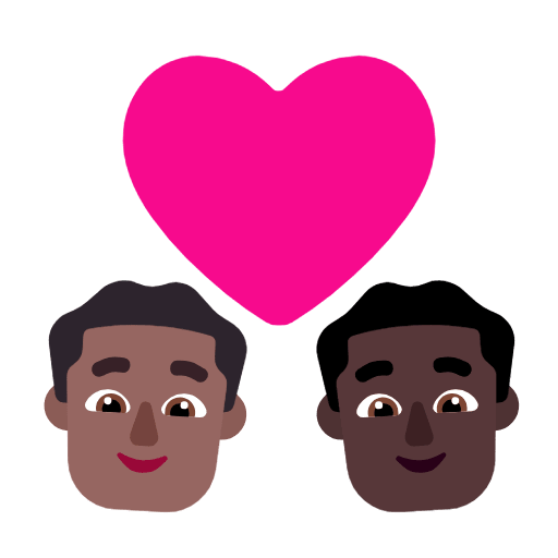 Microsoft design of the couple with heart: man man medium-dark skin tone dark skin tone emoji verson:Windows-11-23H2