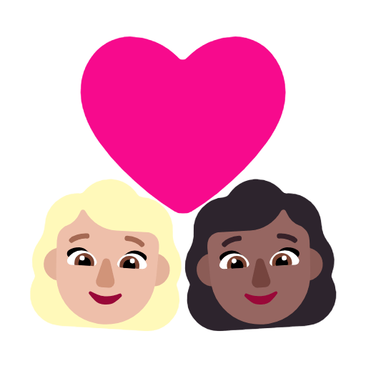 Microsoft design of the couple with heart: woman woman medium-light skin tone medium-dark skin tone emoji verson:Windows-11-23H2