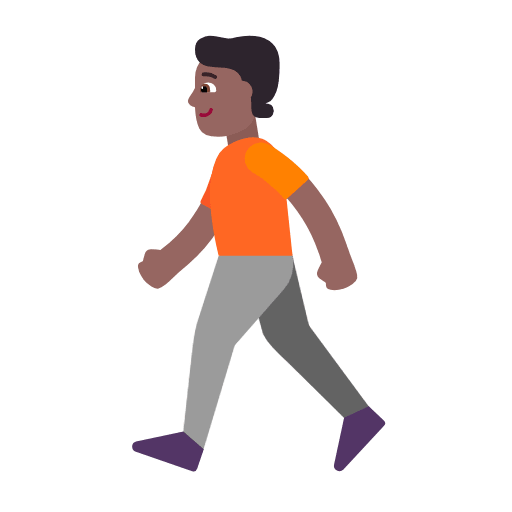 Microsoft design of the person walking: medium-dark skin tone emoji verson:Windows-11-23H2