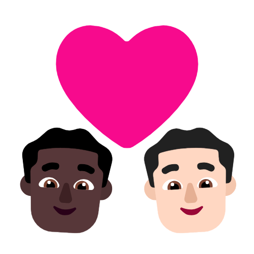 Microsoft design of the couple with heart: man man dark skin tone light skin tone emoji verson:Windows-11-23H2