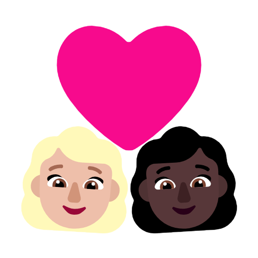 Microsoft design of the couple with heart: woman woman medium-light skin tone dark skin tone emoji verson:Windows-11-23H2