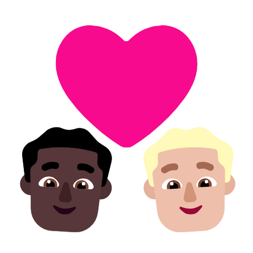 Microsoft design of the couple with heart: man man dark skin tone medium-light skin tone emoji verson:Windows-11-23H2